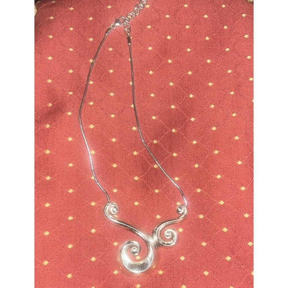 Brighton Genoa Scroll Collar Necklace Silver Plated, Hammered, 19"